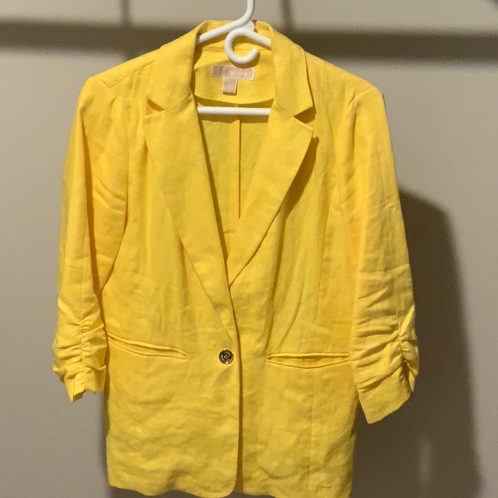 Michael Michael Kota Yellow Linen Blazer